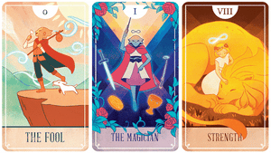 Animated Tarot animated gif example of fool, magician and strength