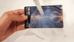 Animated Tarot card gif held under water to show waterproof quality
