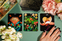 Load image into Gallery viewer, BOTANICA: A Tarot Deck About the Language of Flowers 3 card spread
