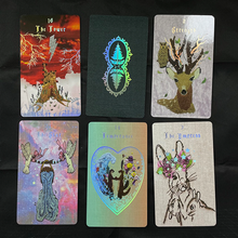 Load image into Gallery viewer, Embroidered Forest Tarot deck spread of cards the tower, strength, empress, lovers