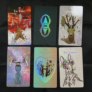 Embroidered Forest Tarot deck spread of cards the tower, strength, empress, lovers