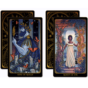 Literary Tarot Deck the king of quills and queen of ink card
