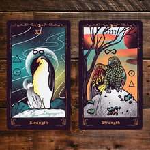 Load image into Gallery viewer, Occult Ornithology Tarot Deck two versions of strength card