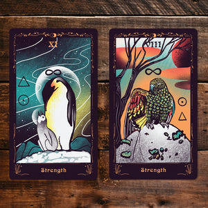 Occult Ornithology Tarot Deck two versions of strength card