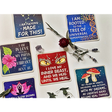 Load image into Gallery viewer, Sweet Ass Affirmations 2 Deck display of cards with flower decorations